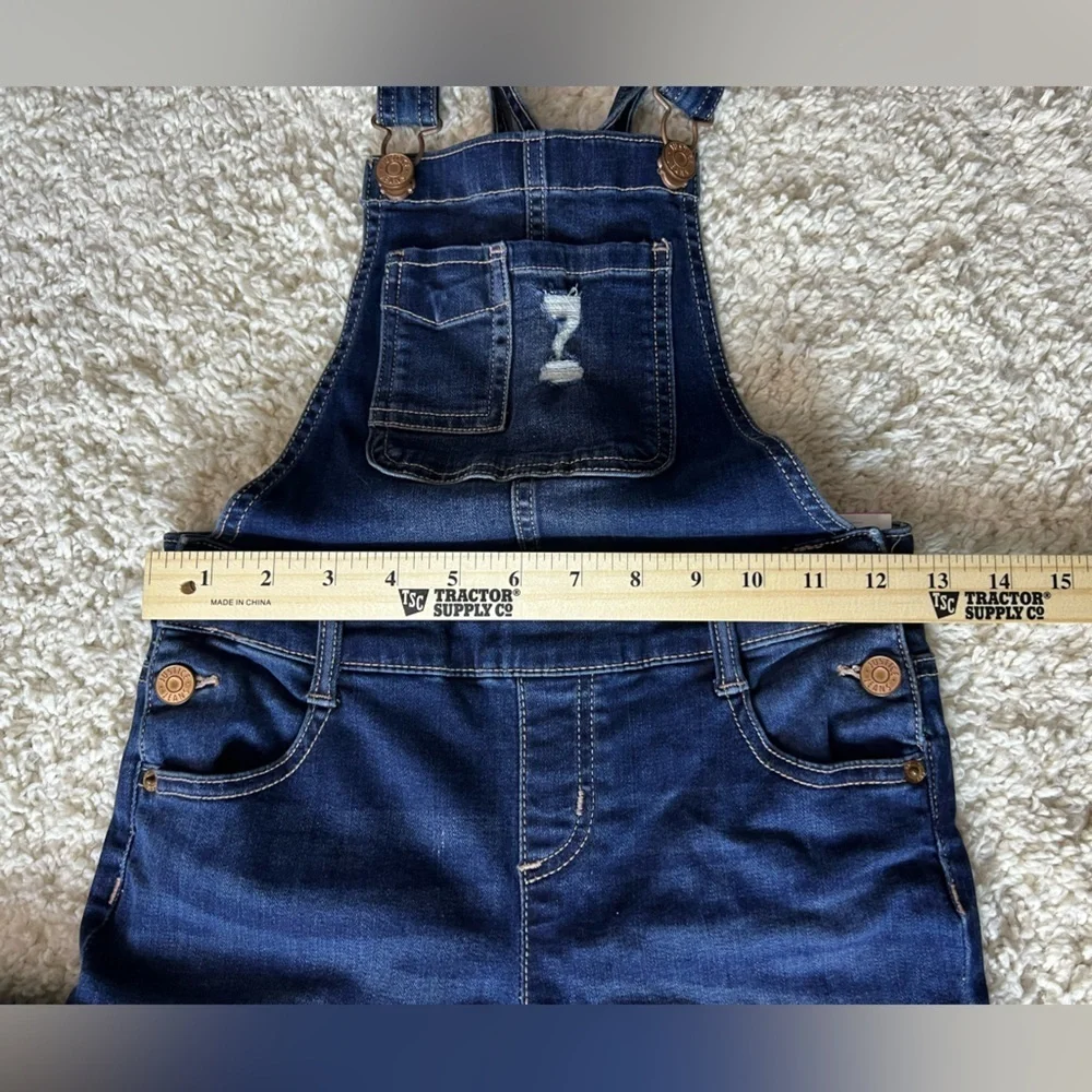 Girls Size 10 Justice Distressed Denim Overalls NWT